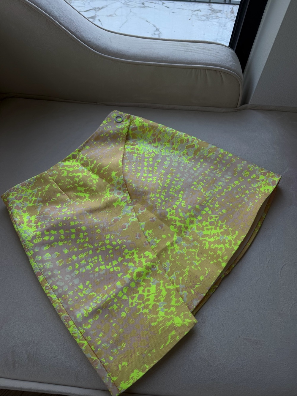 Karen Millen Neon Yellow Patterned Mini Skirt
